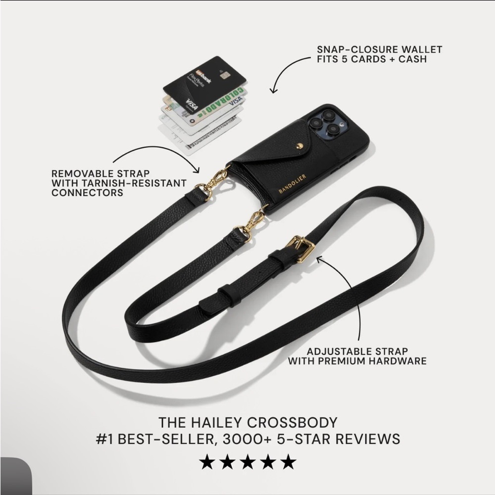 Bandolier Black Leather Phone Crossbody
For 15 pro max - Picture 7 of 14